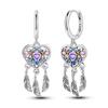 Серьги из серебра 925 пробы, разноцветные серьги с овальными драгоценными камнями, серьги-кольца с подвесками для женщин, большие круглые модные серебряные украшения