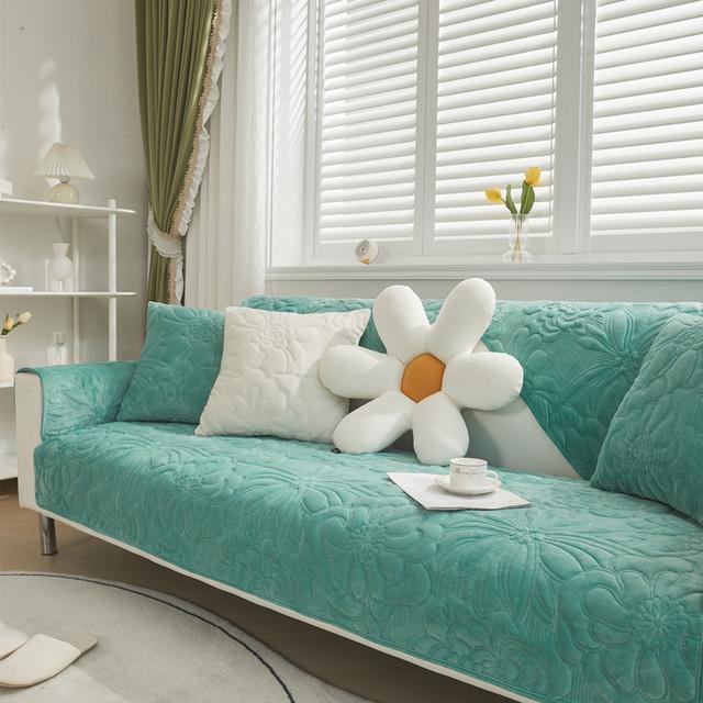 Утолщенный плюшевый чехол для дивана с цветочным узором, нескользящий коврик для домашних животных, детей, собак, диван, полотенце, коврик для гостиной, чехлы на подлокотники на спинку