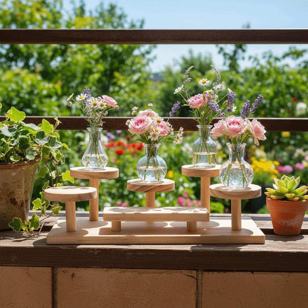 Многофункциональная деревянная настольная полка-органайзер Штабелируемая конструкция Рустикальный стиль Подставка для растений Многоуровневые напольные полки Настольная