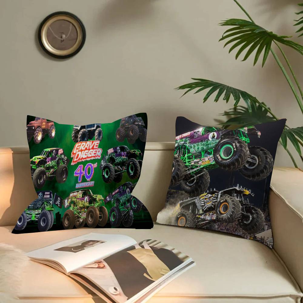 Cartoon Monster Jam Personalized Pillow Dust Cover Bedroom Kids Party Decoration Pillowcase Birthday Children Gift