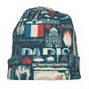 Карта достопримечательностей Франции Флаг французских шапок Skullies Парижская тема Эйфелева башня Skullies Cap Merch Man Уникальный дизайн Skullies Hat