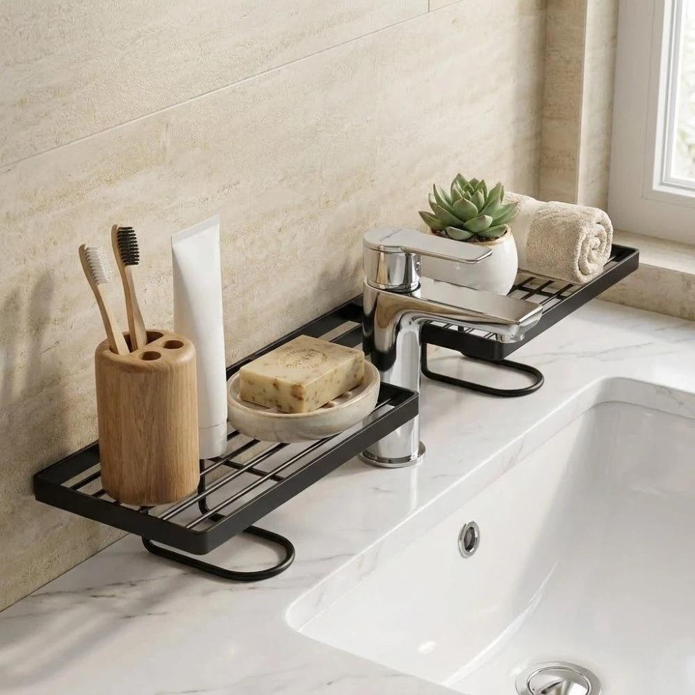 Water Drainage Faucet Storage Shelf Mesh Design Cosmetics Organizer Sink Drying Rack Kitchen