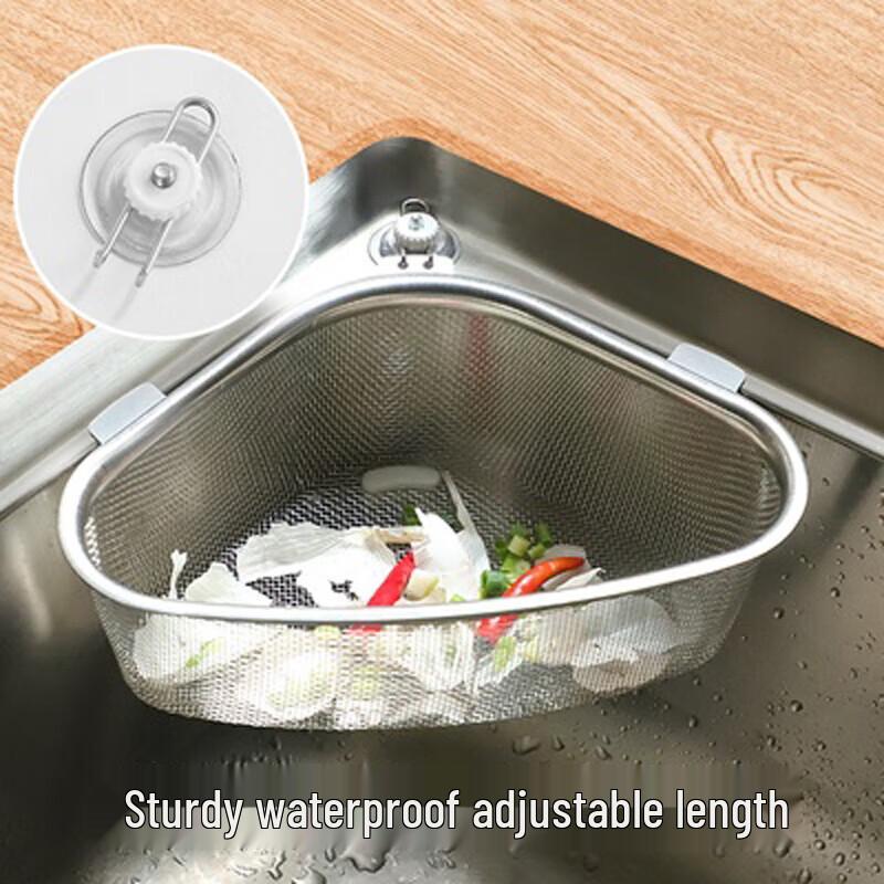 FATTBAO Triangular 304 Stainless Steel Sink Strainer Basket