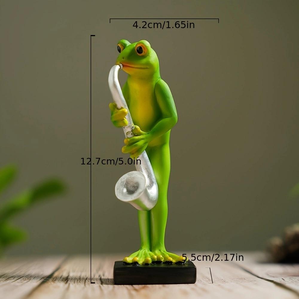 Милая забавная лягушка-музыкант, статуэтка животного из смолы, украшения, коллекционные фигурки, декор для дома и сада, подарок для любителя музыки