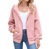 Autumn Winter Solid Color Zipper Long Sleeve Hooded Pocket Hoodies for Women Fashion Sweatshirt Coat