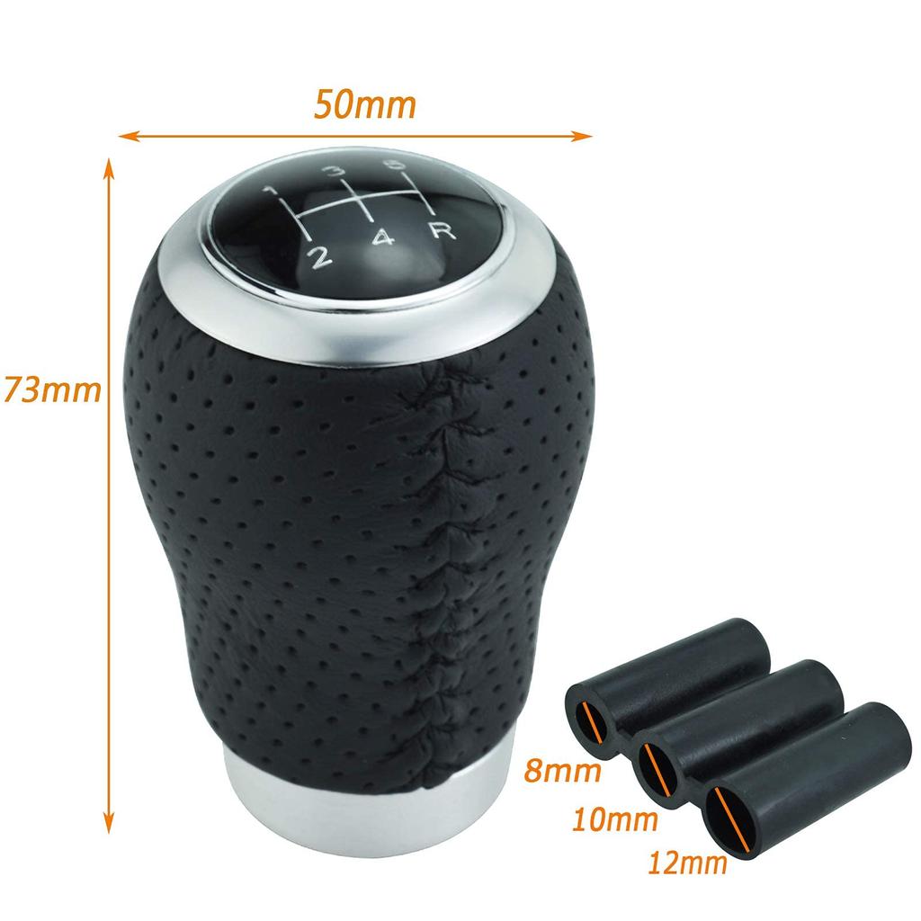 Lunsom Leather 5 Speed Shift Knob Car Gear Shift Knob General Auto Manual Car (Black Stitching)