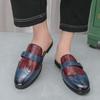 Модные повседневные мужские полушлепанцы Классический дизайн в британском стиле Досуг Вечеринка Улица Мода Большой размер Летние кожаные туфли на плоской подошве