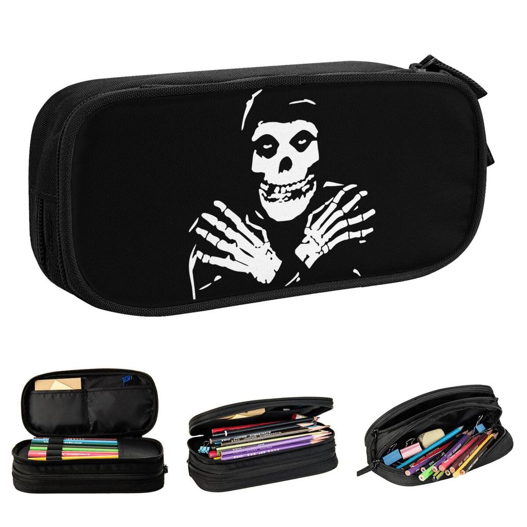 Skull Misfits Pencil Cases Heavy Metal Pencilcases Pen for Student Large Storage Bags Students School Gift Stationery