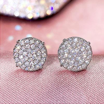 Серьги-гвоздики Huitan Simple Round Shaped, полностью из циркония, женские повседневные аксессуары, серьги для подростков, нежный подарок, модные украшения