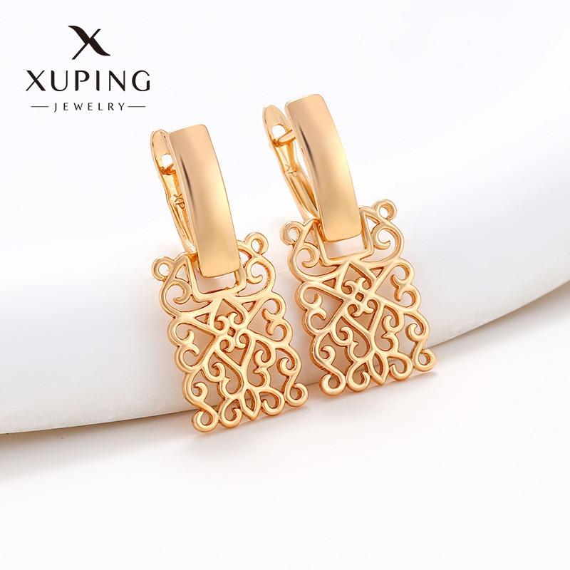 Ювелирные изделия Xuping, серьги-гвоздики, серьги-клипсы из сплава с покрытием k-цвета, с мульти-цирконами, в европейском и американском стиле, модные и универсальные серьги.