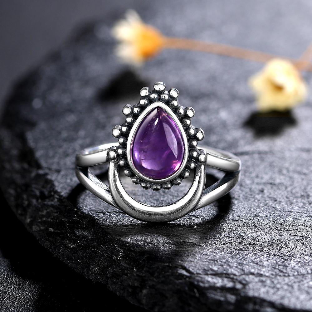 CopperRings Кольца с натуральным аметистом для женщин Свадебные кольца Подарок на годовщину Изящные ювелирные изделия