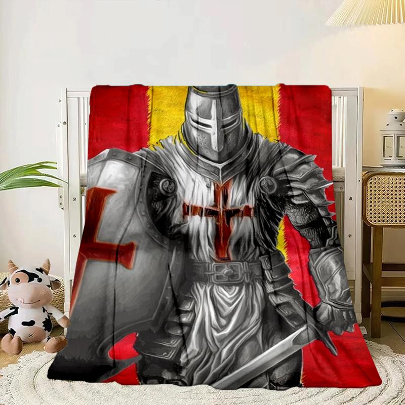 Knightly Crusader Armor Blanket Flannel Blanket for bed, sofa, Camping, Hiking, Picnic Essentials, gift for family Fan gifts