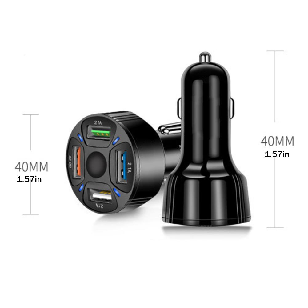 4 In 1 Car Charger Fast Charging QC3.0 Socket Power Adapter Cigarette Lighter For IPhone 16 15 14 13