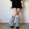 Y2K Winter Leg Warmers Dot Stripe Long Stockings Vintage Plush Leg Coverings  Streetwear