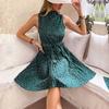 Women's Fashion Summer Spring Leopard Print Sleeveless Half Turtleneck Casual Dresses