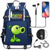New USB Travel Backpack with Plant Print for Teens Students Unisex Casual School Bag