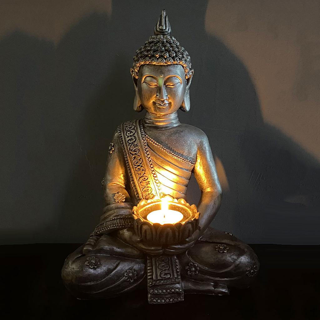 Подставка для Будды Настольный Декор для Чайной Свечи Статуэтки Коллекционные Фигурки для Релаксации Подарок