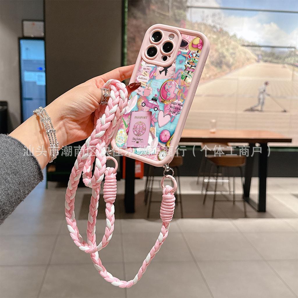 Совместимо с чехлом для iPhone iPhone 17 Pro Max, 13/14 Plus, можно носить через плечо на модных длинных ремешках для женщин 15/16