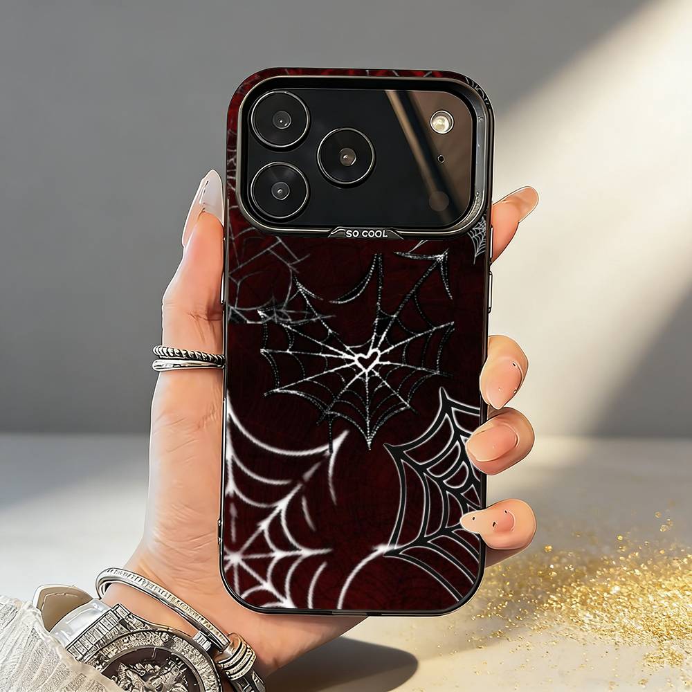 Крутой чехол для телефона S-Паутина H-Сердце Для iPhone17,16,15,14,13,12,11,Pro,MAX Серый Матовый Силиконовый Черный Чехол