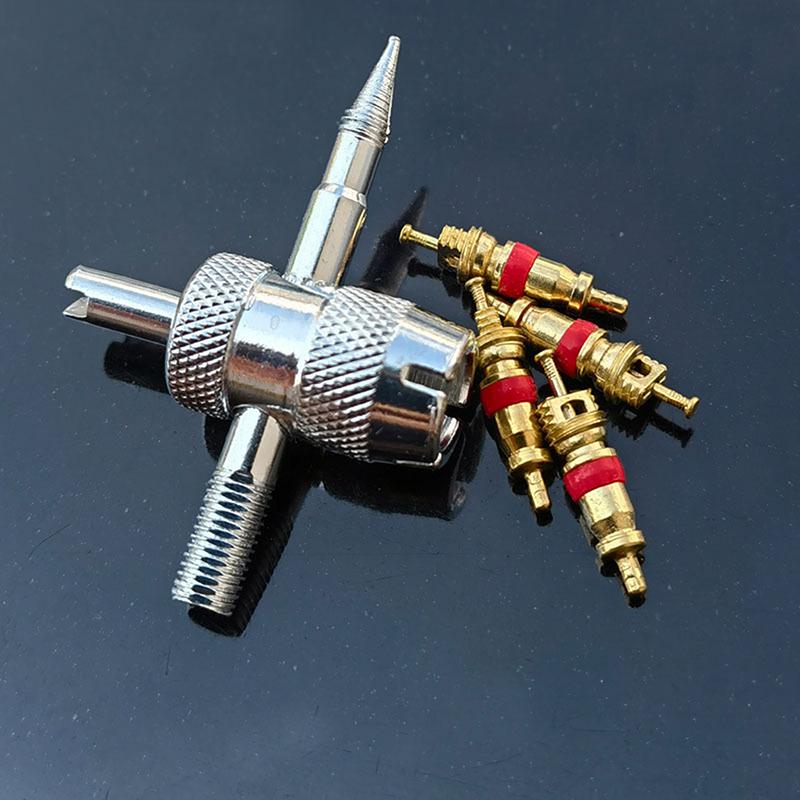 Набор ключей для сердечника клапана автомобильной шины 4 в 1 Инструмент для снятия и установки штока клапана Инструменты для очистки шин