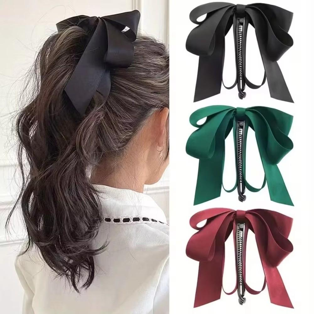Elegant Banana Gripper Bowknot Design Twist Clip Ponytail Clip Women Headwear Hair Accessories