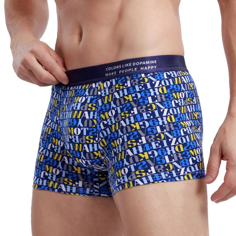 Новые мужские хлопковые трусы-боксеры с принтом, мужские дышащие четырехугольные короткие трусы-боксеры