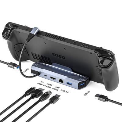 Док-станция расширения 6-в-1 USB-C - HDMI для Steam Deck, консолей Nintendo, ROG с поддержкой Gigabit и 4K