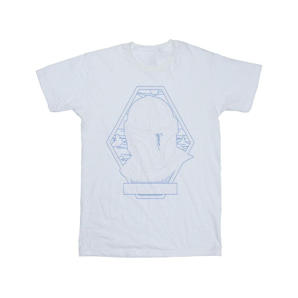 Star Wars Mens The Mandalorian Outline Helm Diamond T-Shirt