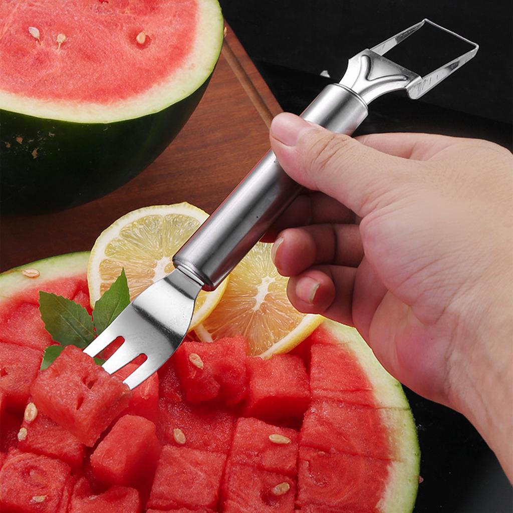 2-in-1 Watermelon Fork Slicers, Watermelon Cutter Summer Fruit Cutting Fork, Head Fruit Forks Knife