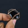 Кольцо ювелирных изделий черной драгоценной камня оникса обернутое медной проволокой Хандмаде для подарка весь размер