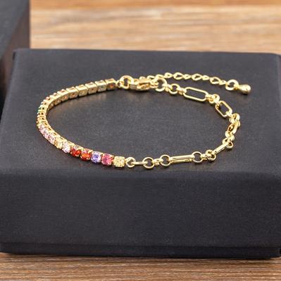 Nidin Classic 5 Colors Bracelets Fashion Paperclip Link Chain Light Luxury Zircon Charm Bangle Women Jewelry Party Fine Gift