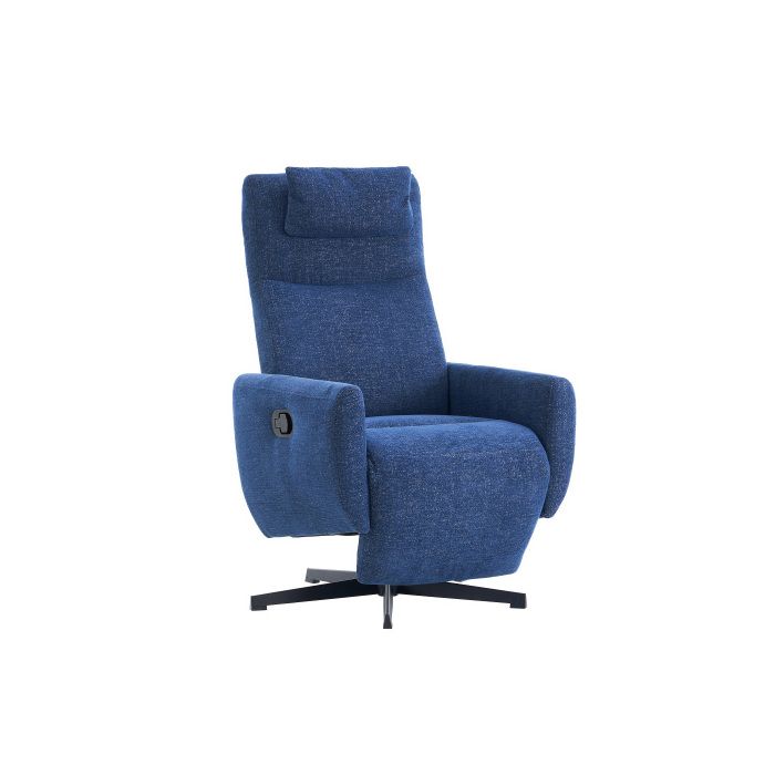 Fauteuil inclinable confortable avec fonction d'inclinaison – fauteuil TV moelleux avec repose-pieds, bleu