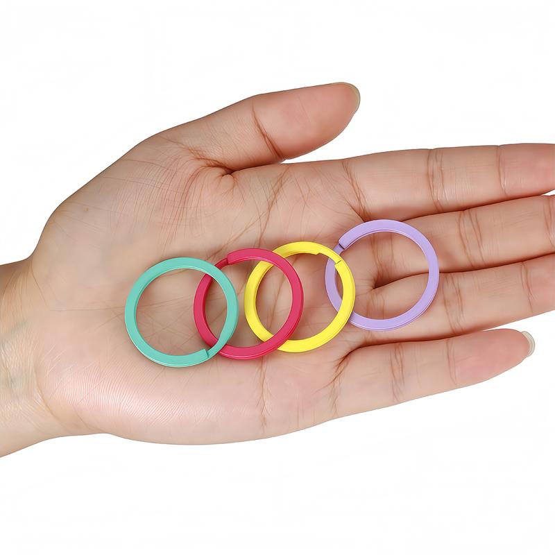 5/10Pcs Metal Colorful Keyring Keychain Split Ring 25/30mm Round Flat Line Key Ring for DIY Handmade Jewelry Making Accessories