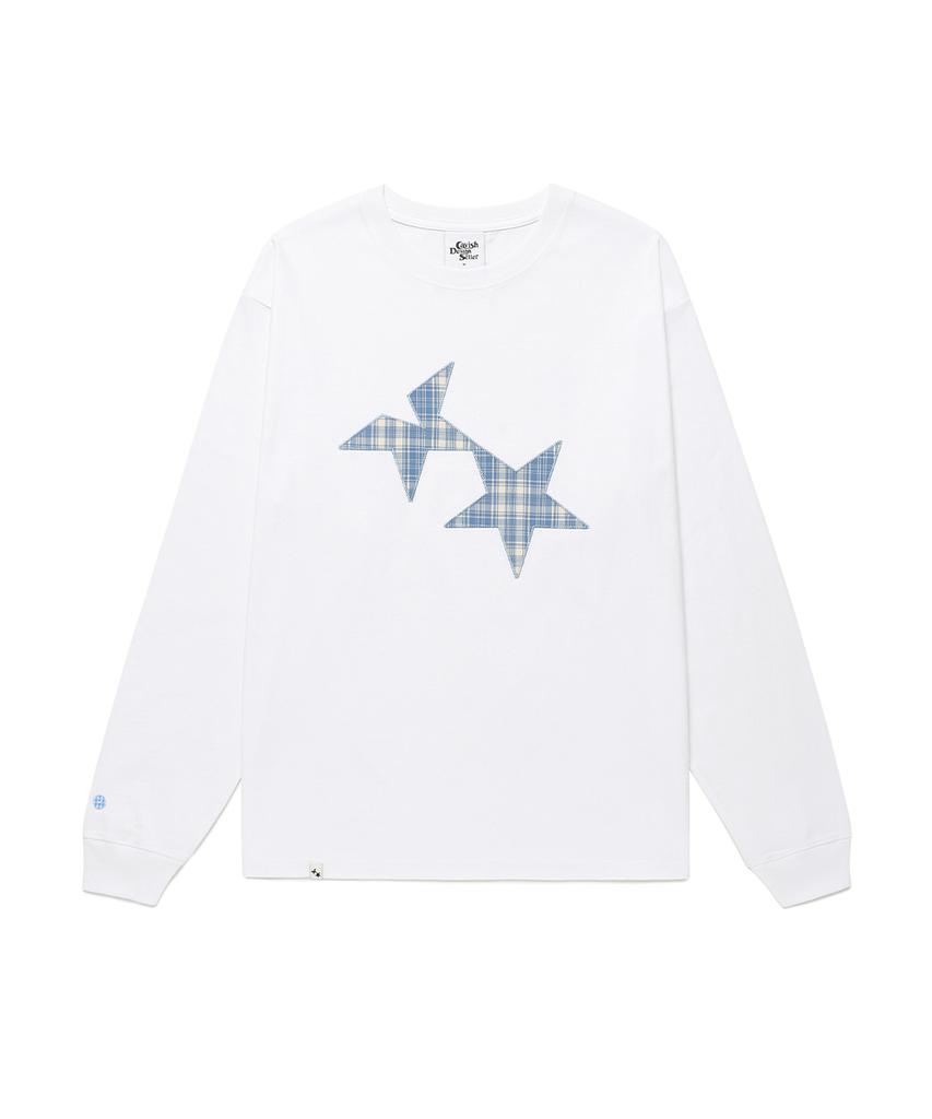 CAVISH Twin Star Check Applique Ls Tee White(Cv2Gsut555A)