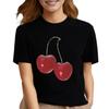 Cherry Bow Print Unisex's T Shirt 2000s Y2k T-Shirt for Girl Cute Summer Tee Shirt Short Sleeve Aesthetic Tops FeUnisex Clothes