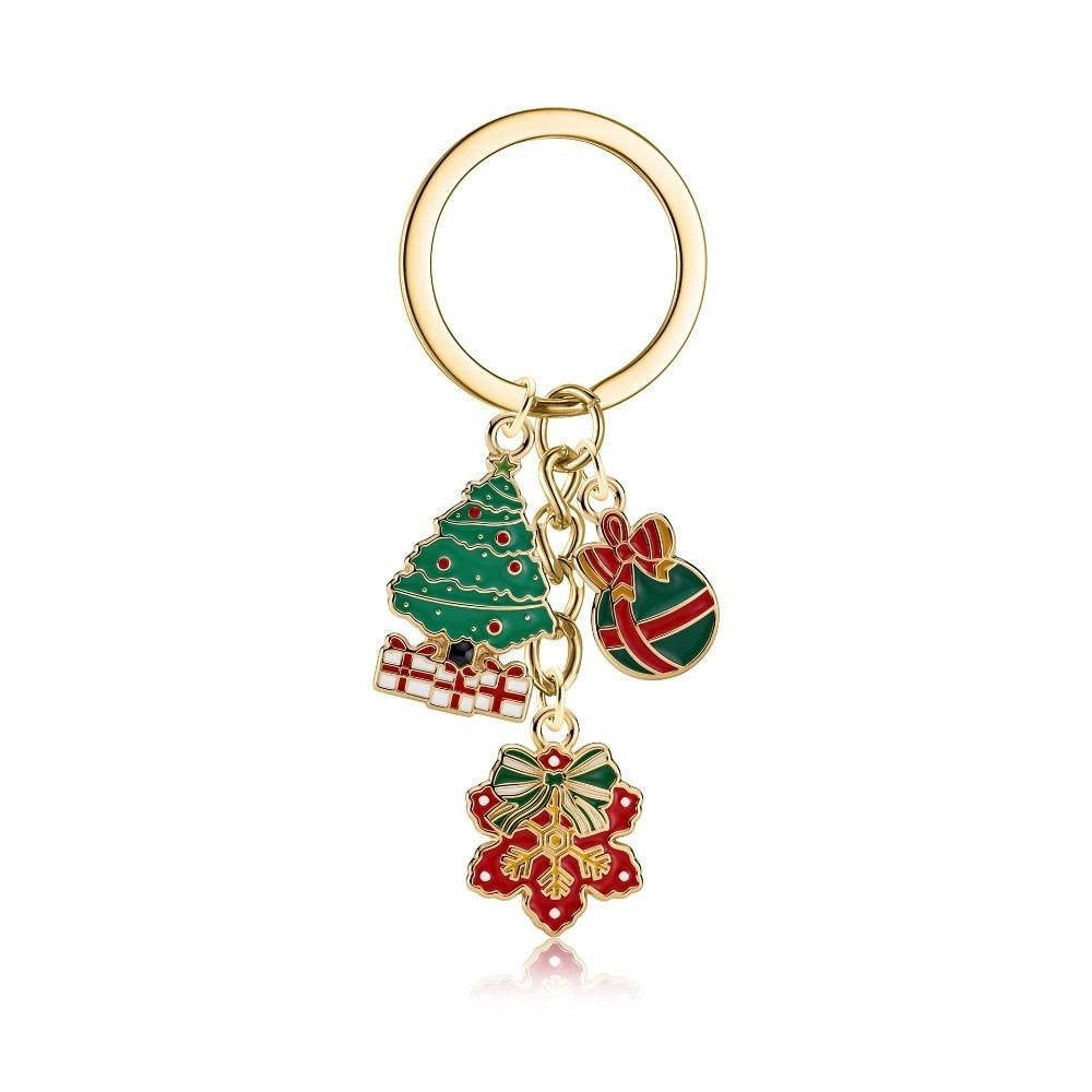 Snowman Christmas Key Chain Flower Elk Metal Xmas Pendant New Santa Claus Keychain Jewelry Gifts