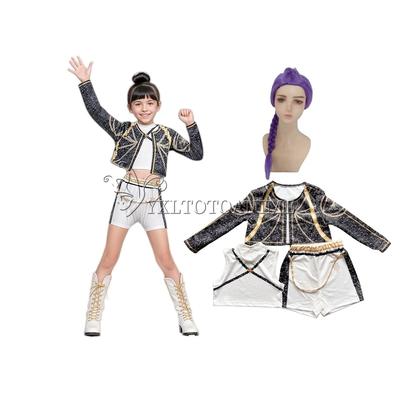 Костюм для косплея Руми K-pop Костюм охотницы на демонов Костюм K-pop Huntrix Черный Золотой Одежда для Хэллоуина Наряд