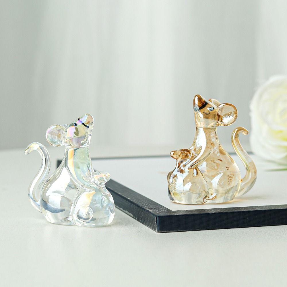 Lucky Crystal Rat Ornament Exquisite Animal Model Beautiful Table Ornaments  Living Room