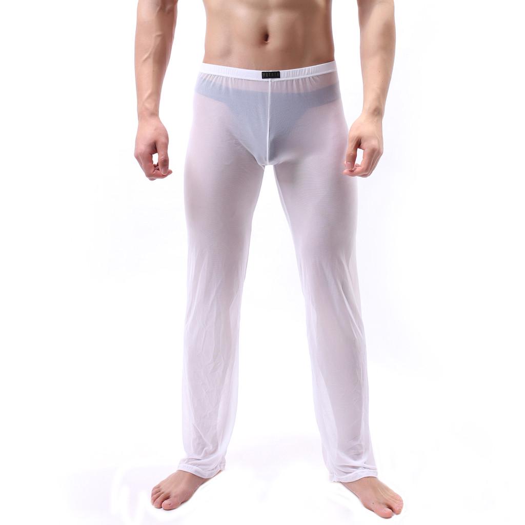 Men Mesh Long Pants Underpants Sheer Trouser Soft Thin Mesh Lingerie