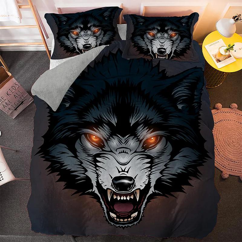 Fashion Wolf Pattern Bedding Sets Animal Duvet Cover Set Queen King Size Quilt Cover Pillowcase 2/3PCS Polyester Comforter Cover