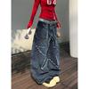 Wasteland-Style Distressed Retro Ripped Jeans: Women's Loose Drape Straight-Leg Wide Pants for Autumn
