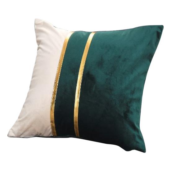 Pillow Case Plush Two-color Splicing Throw Pillow Cover Soft Stylish Decorative Cover with Hidden Zipper for Home