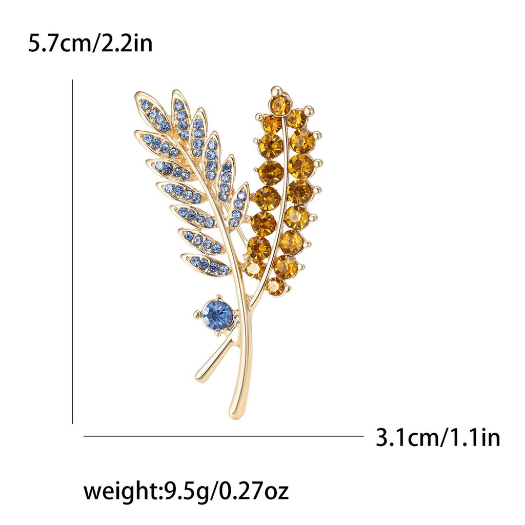 Trendy Rhinestone Wheat Ear Brooches for Women Ukrainian Wheats Pins Enamel Plant Badges Office Party Friend Gifts Accessories
