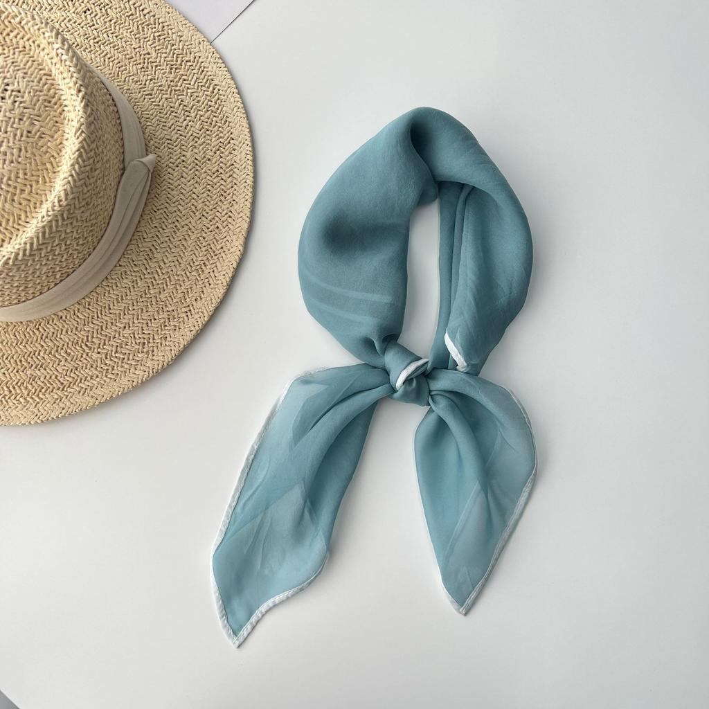 Однотонный носовой платок, хлопковые шейные шарфы для женщин, маленькие шали и накидки, бандана, платки на голову