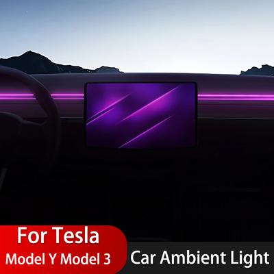 Для Tesla Model Y Model 3 Car Ambient Light 2021-2023 Car Interior Ambient Light Светодиодные полосы Neon Model Y 3 Аксессуары