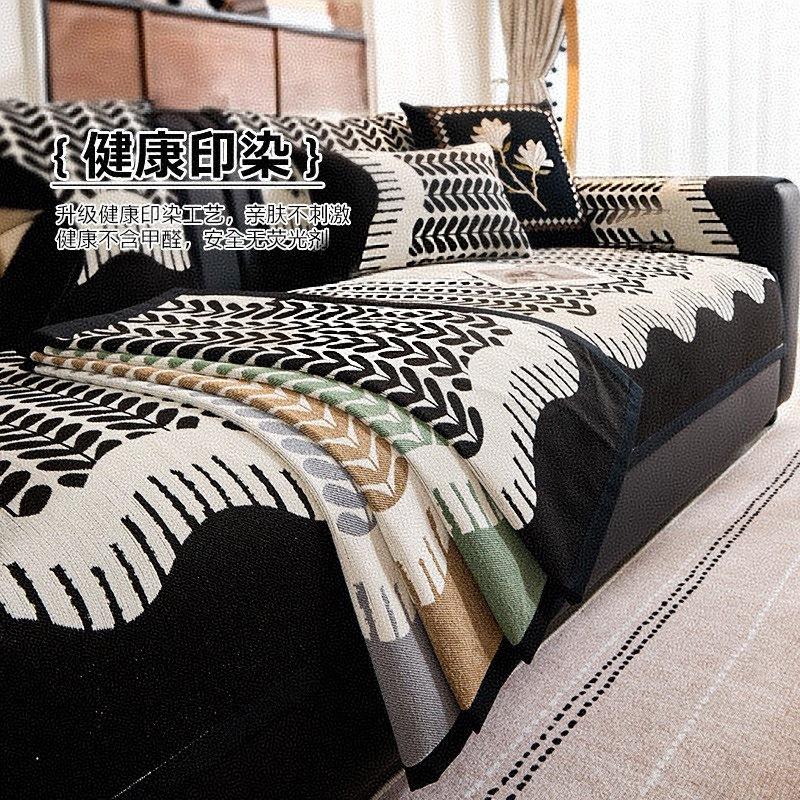 Italian High-End Light Luxury Chenille Sofa Cushion, Universal Fixed Non-Slip Seat Cushion In All Seasons, Straight Row Sofa Cover Cloth Towel