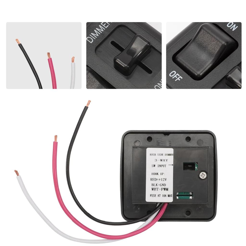 RV 12V DC Toggle Switch with High Side Dimmer Control for LED Halogen Incandescent - RV Auto Truck Marine and Strip Lighting Battery Switches5