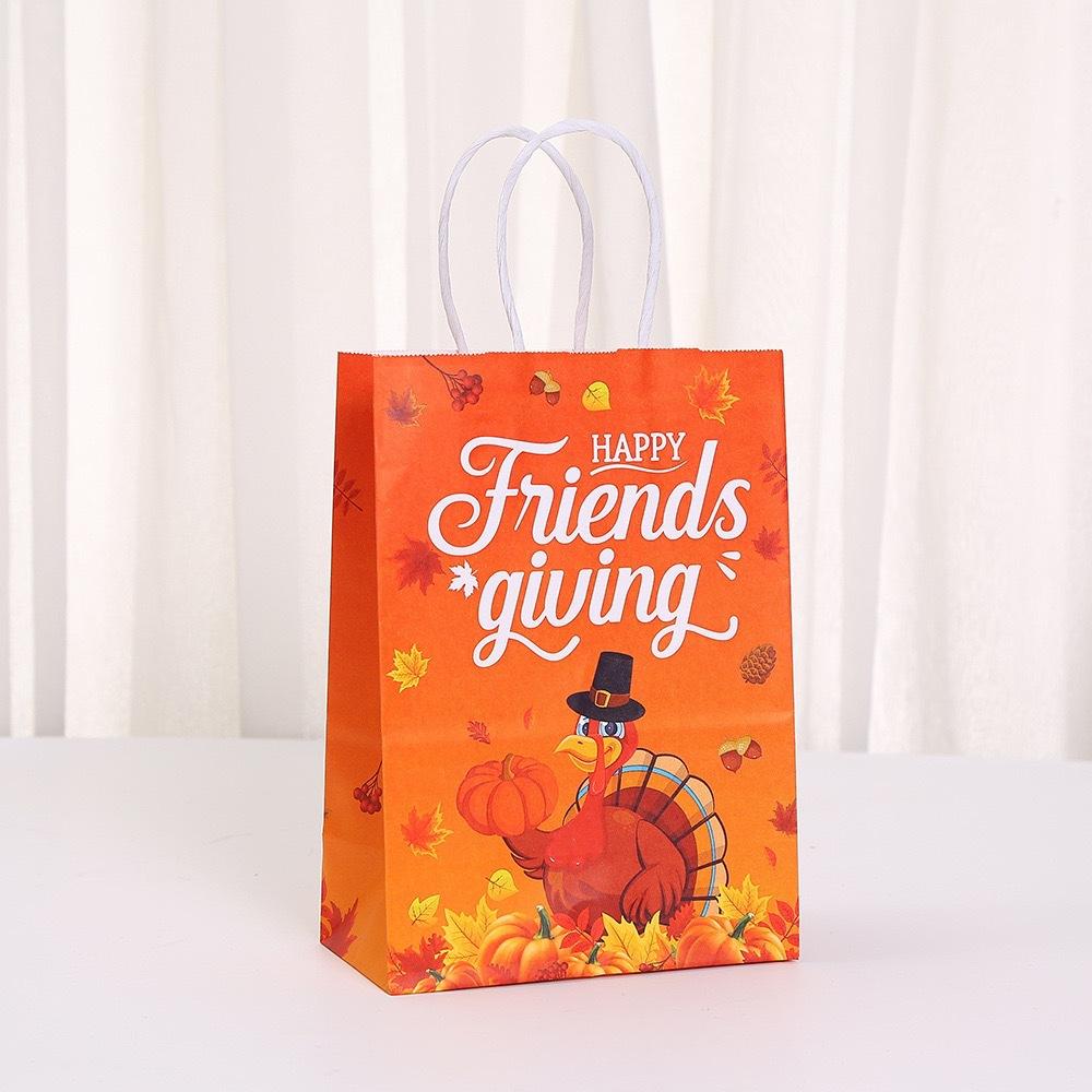 StoBag Бумажные пакеты-тоут на День Благодарения Подарочные пакеты Friendsgiving Перерабатываемые для подарков на вечеринку Сладости Торт Классные пакеты с угощениями Осень