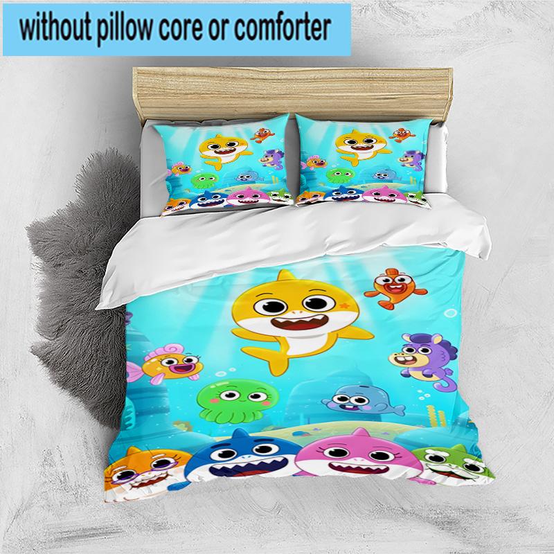 3PCS Cartoon Shark Dance Party 3pcs Bedding,Including 3PCS Duvet Cover And 2pcs Pillowcases Perfect for Christmas,Ideal for Bedroom, Dormitory