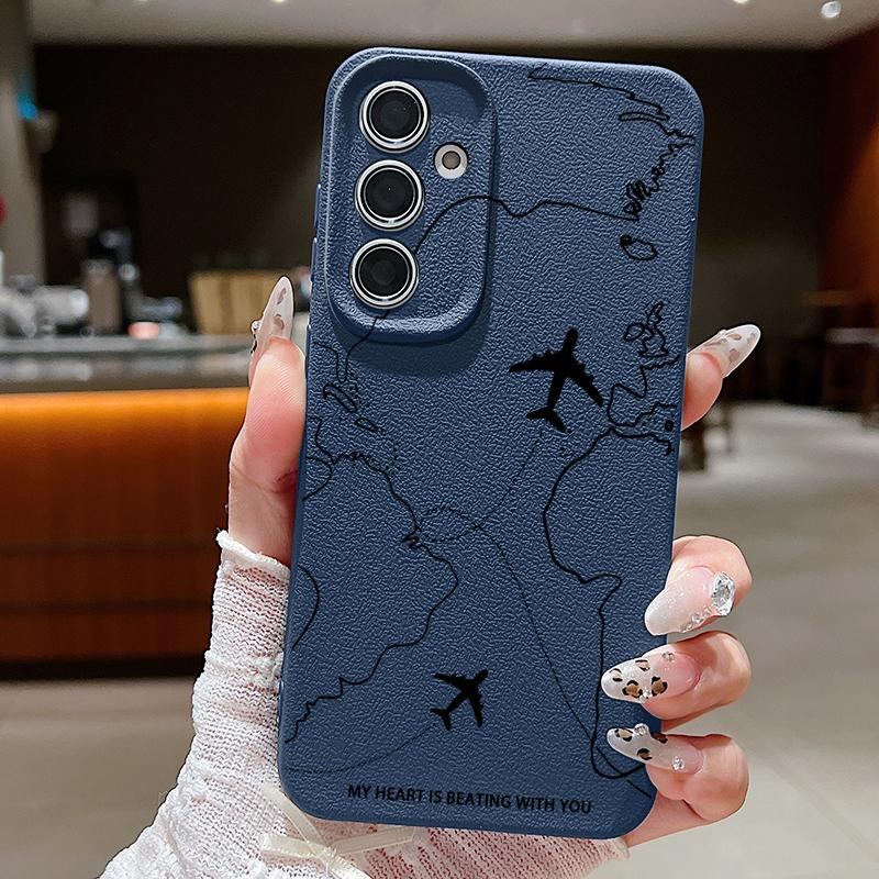 Кейс с маршрутом самолета для Samsung Galaxy S24 S26 S23 S22 S25 Ultra Edge S21 FE A16 A26 A36 A56 A15 A35 A17 A37 A57 A54 A55 5G Чехол